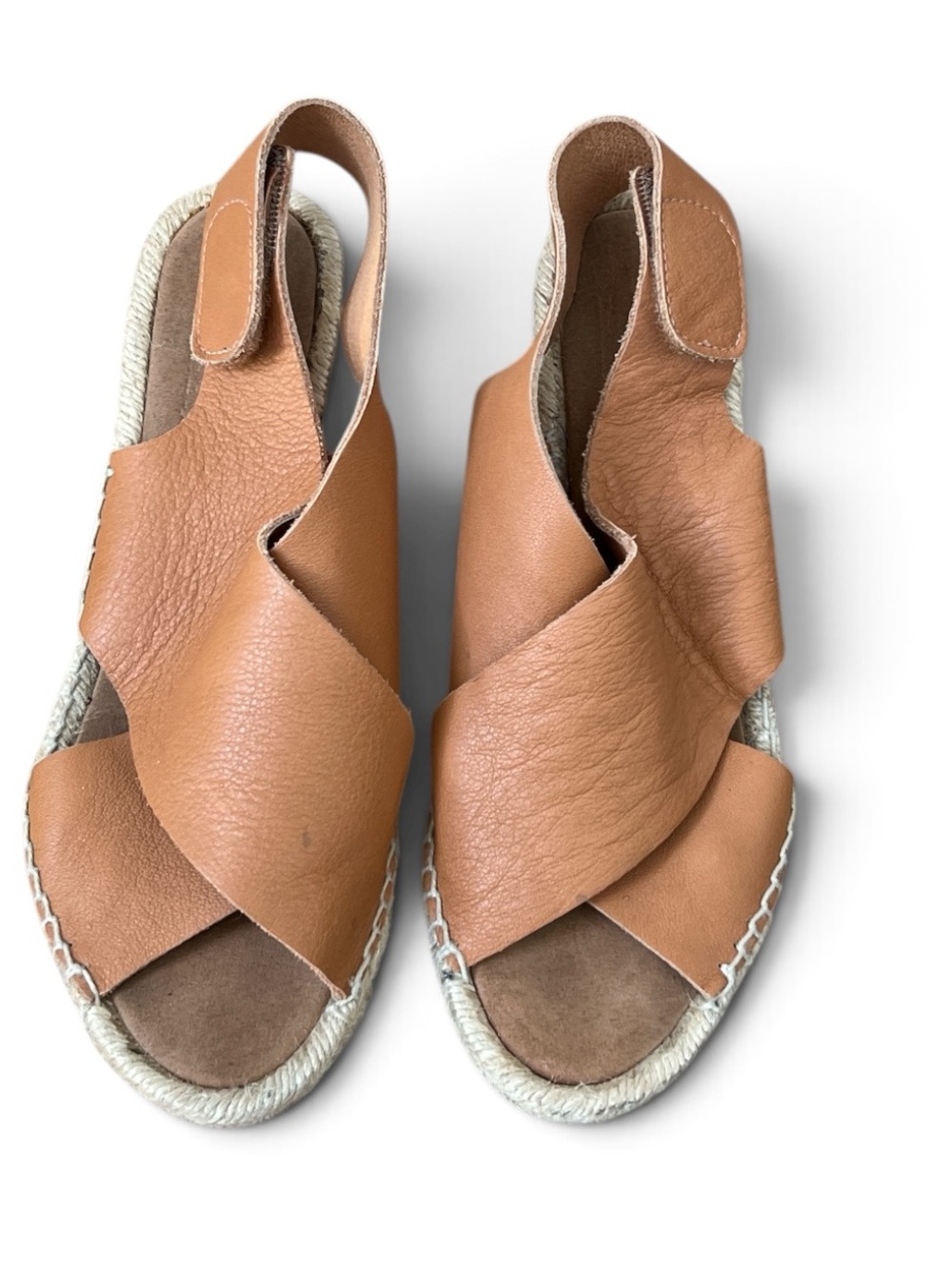 Maypol Tan Leather Espadrille Wedge Sandals EU 38 US 7.5–8 Spain